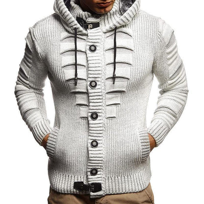 Veste en tricot pour hommes avec capuche et détails décoratifs des boutons Chic und Stil