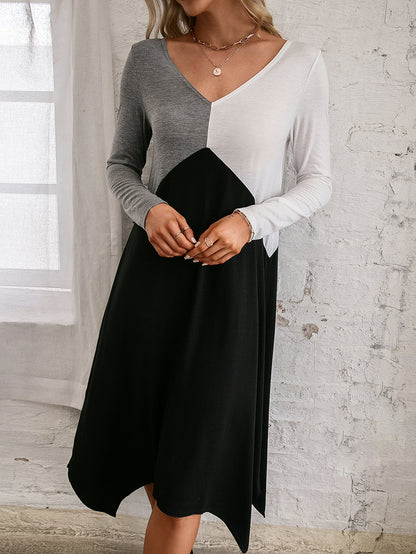 Robe portefeuille à manches longues pour femmes avec ourlet asymétrique et décolleté en V Chic und Stil