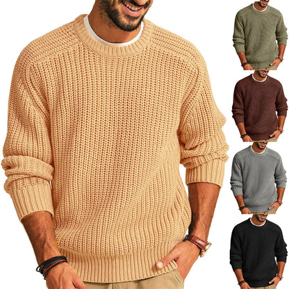 Pull en gros tricot pour hommes avec col rond et coupe décontractée Chic und Stil