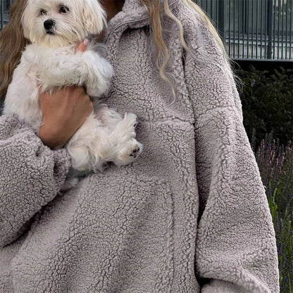 Women fleece pullover with half-zip and elastic cuffs Chic und Stil