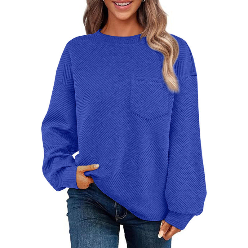 Pull décontracté pour femmes avec motif texturé et poche poitrine pratique Chic und Stil
