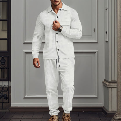 Casual long sleeve t-shirt set for men and chic jogging pants