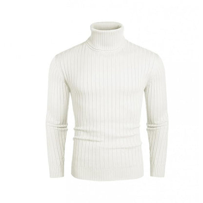 Pull à col roulé pour hommes avec design côtelé Chic und Stil