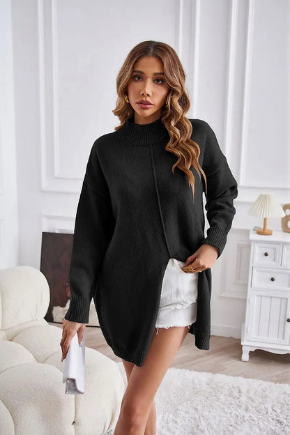 Pull-over en tricot surdimensionné pour femmes avec col haut Chic und Stil