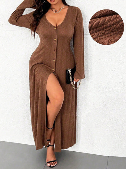 Robe maxi pour femmes avec boutonnière et fente élégante Chic und Stil