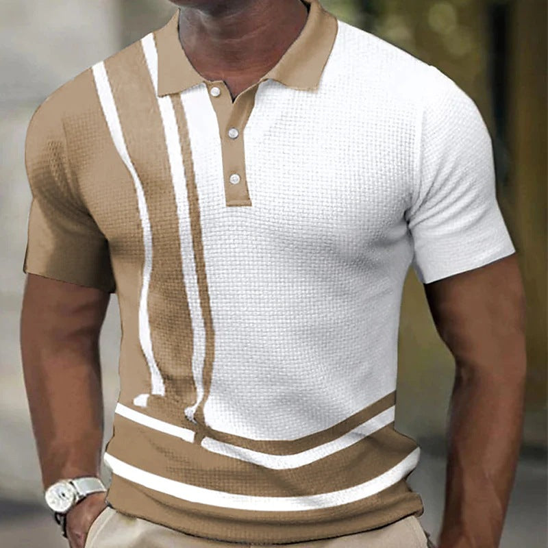 Hommes Polo Performance Texturé à Manches Courtes Chic und Stil