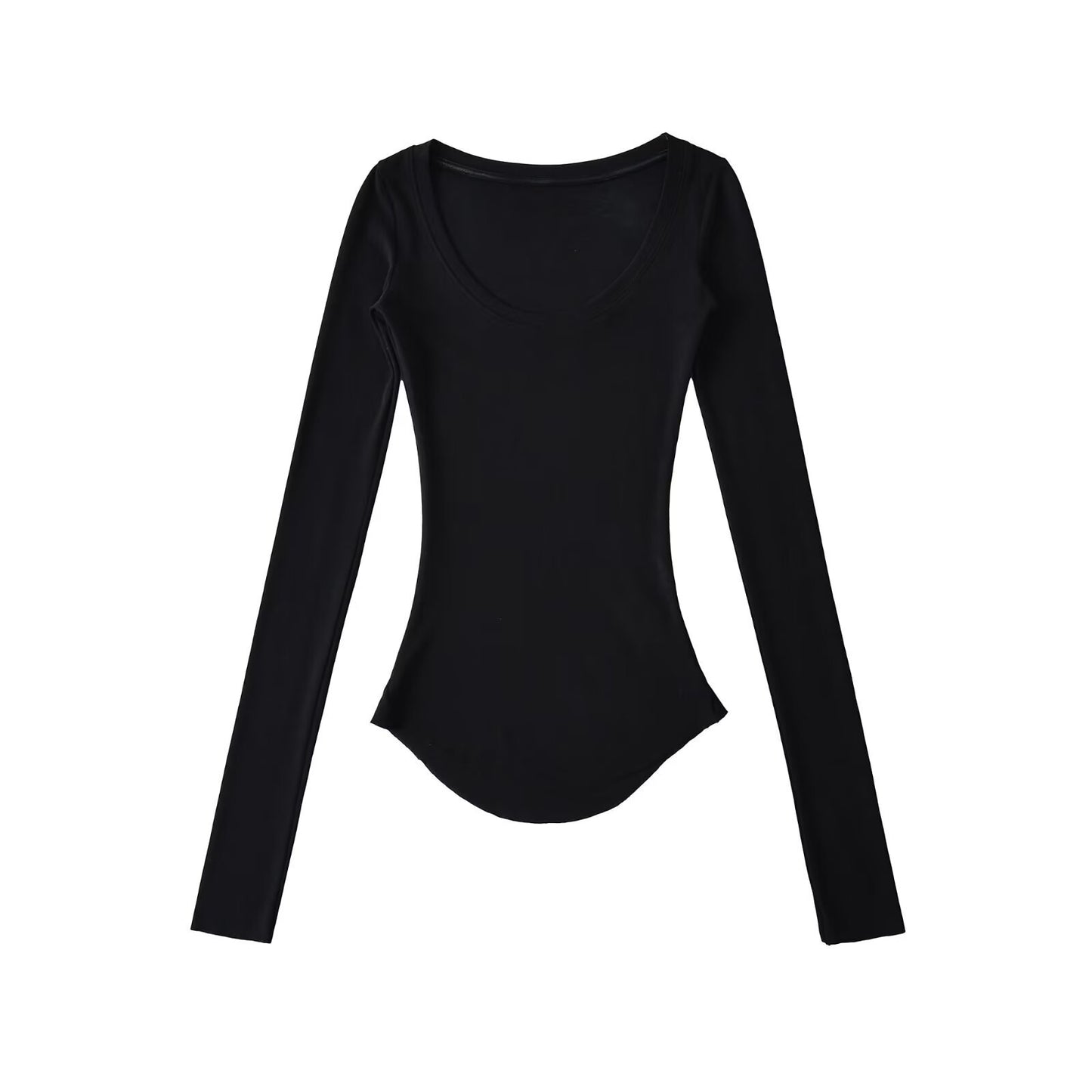 Chemisier à manches longues pour femmes avec un col rond élégant et une coupe cintrée Chic und Stil