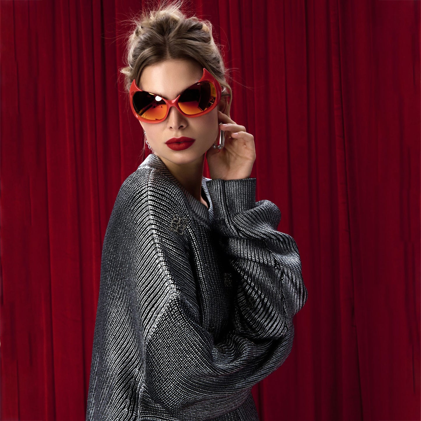 Pull en tricot oversize pour femmes avec des accents brillants Chic und Stil
