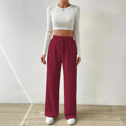 Comfortable lounge pants for women with elastic waistband and ribbed structure Chic und Stil