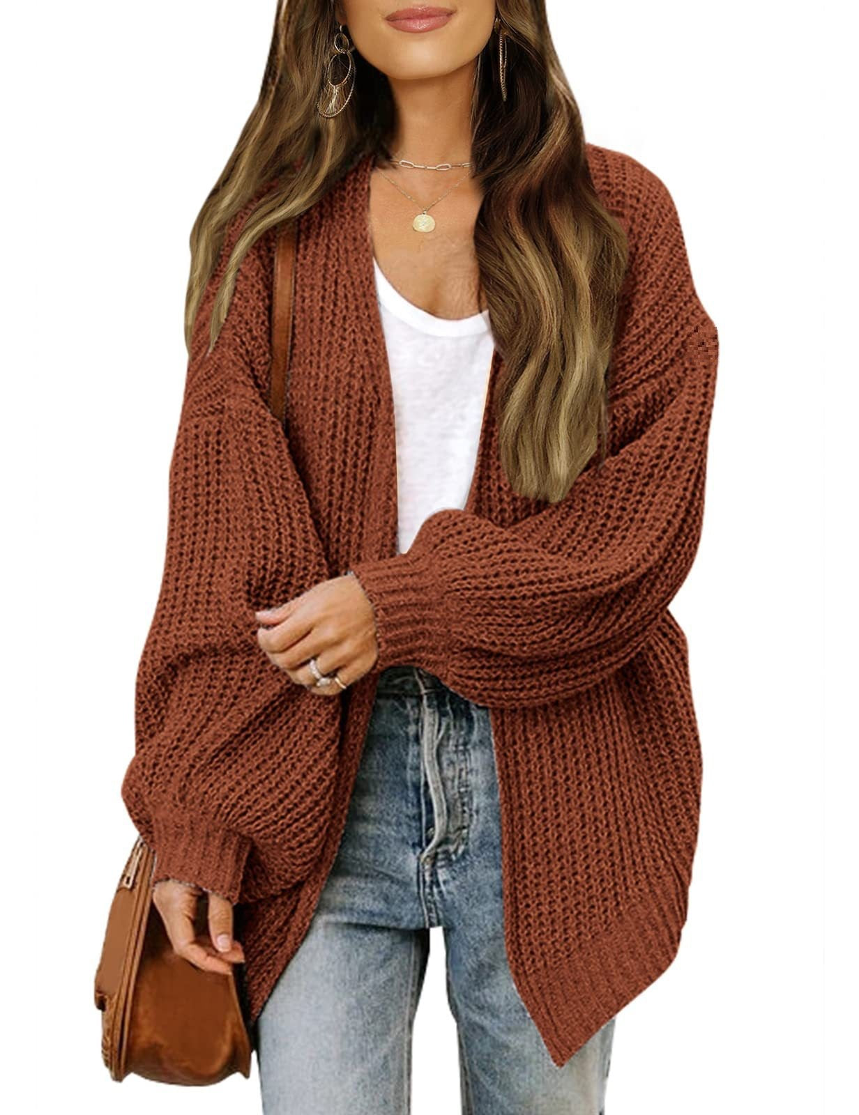 Dames Cardigan en gros tricot délicat avec des manches chatoyantes Chic und Stil