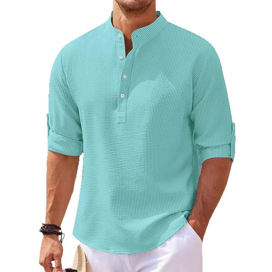 Chemise décontractée pour hommes avec col montant et surface texturée Chic und Stil