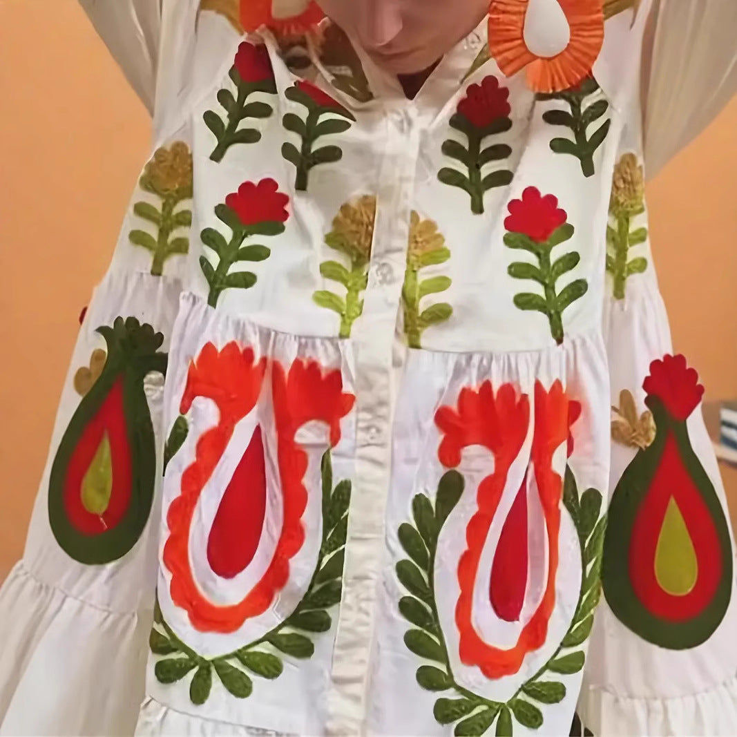 Robe maxi inspirée de l'ethnique pour femmes avec motif brodé géométrique Chic und Stil