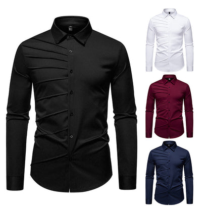 Chemise à manches longues tendance pour hommes avec un design de plis original Chic und Stil