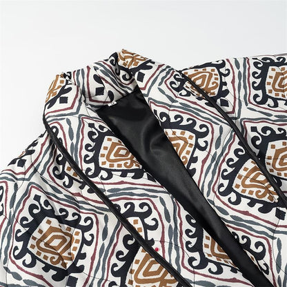 Blazer pour femme à la mode avec ceinture à nouer et motif artistique Chic und Stil