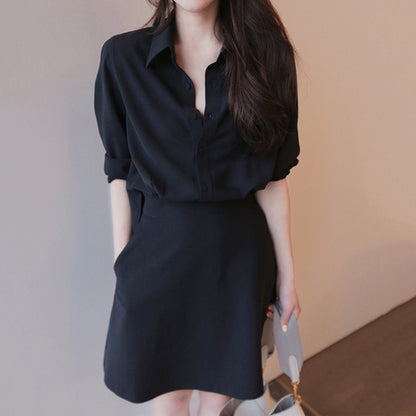 Robe chemise boutonnée classique pour femme Chic und Stil