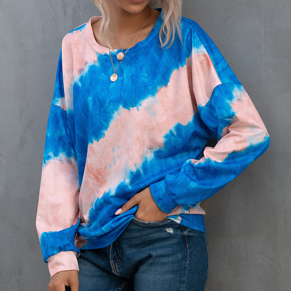 Chemise à manches longues tie-dye décontractée pour femmes Chic und Stil