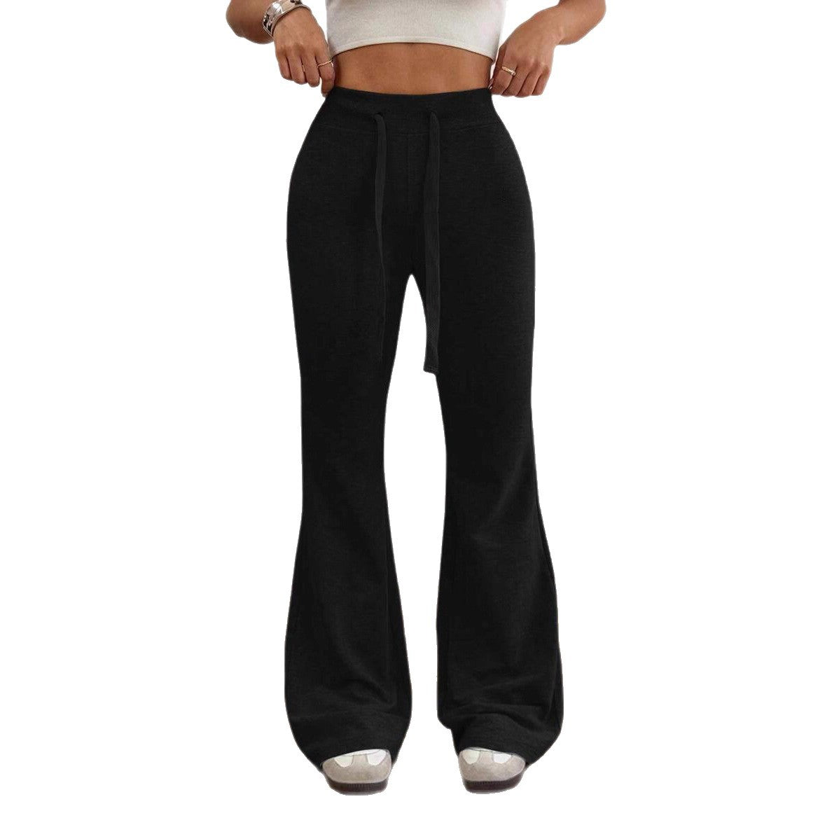 Soft flared lounge pants for women with high waist and tie belt Chic and Style