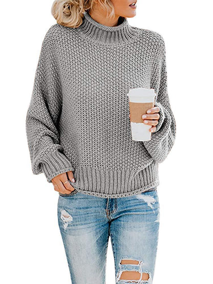 Pull en gros tricot pour femmes avec col montant et coupe décontractée Chic und Stil