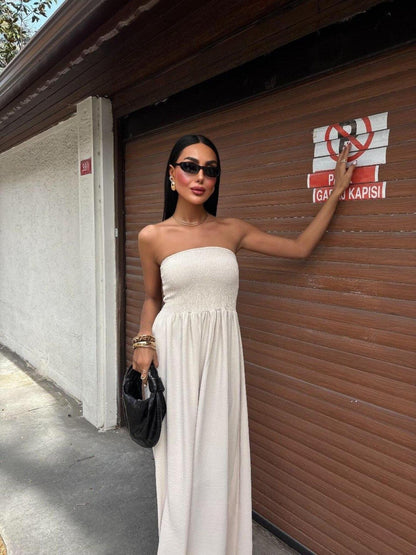 Robe maxi sans manches pour femmes avec un haut froncé Chic und Stil