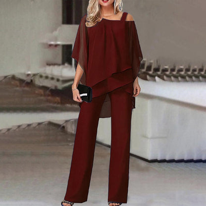 Costume pantalon superposé en chiffon à plusieurs niveaux pour femmes Chic und Stil