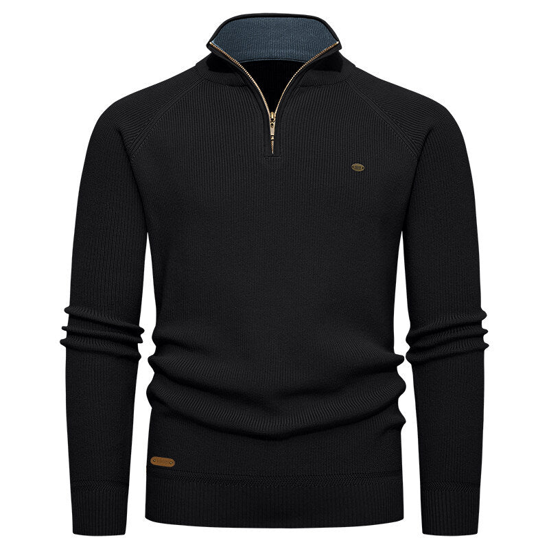Knitted pullover for men with a high collar and zipper Chic und Stil
