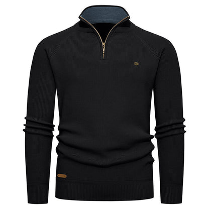 Knitted pullover for men with a high collar and zipper Chic und Stil