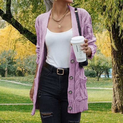 Cardigan en grosse maille pour femmes avec poches et motif torsadé à la mode Chic und Still
