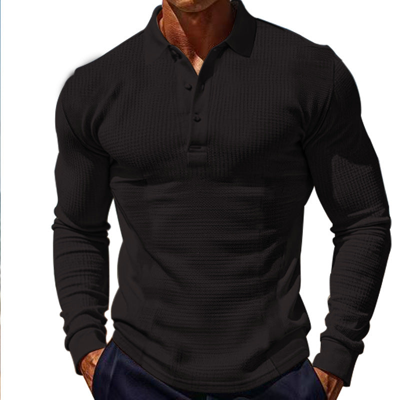Chemise polo à manches longues pour hommes avec design structuré Chic und Stil