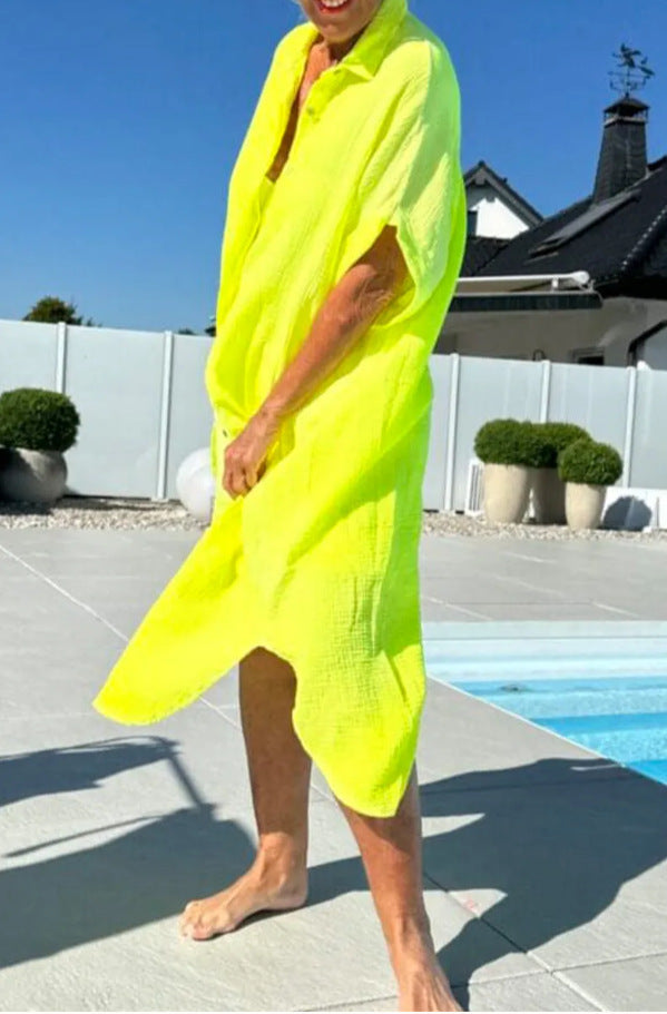 Robe de couverture à boutons en coton léger pour femme Chic und Stil