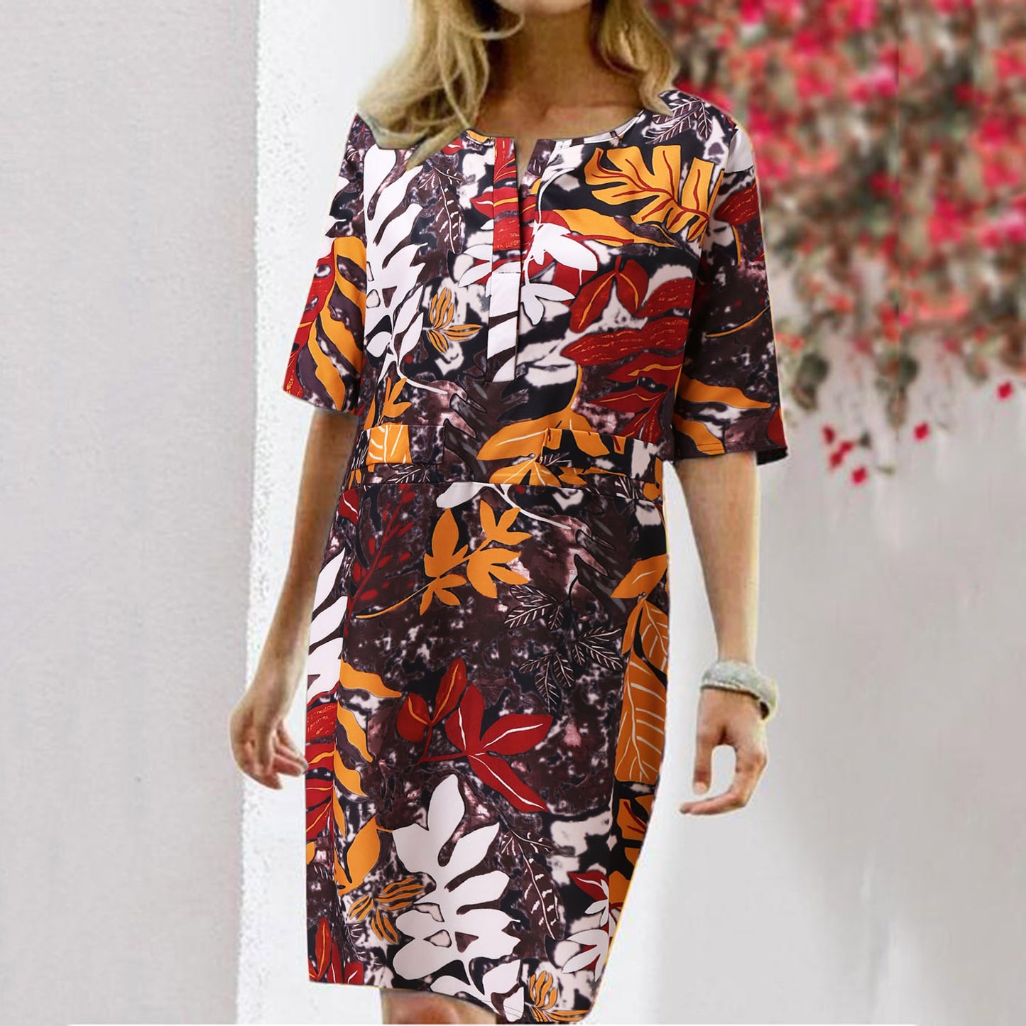 Robe Shift à Imprimé Tropical Femme Chic und Stil