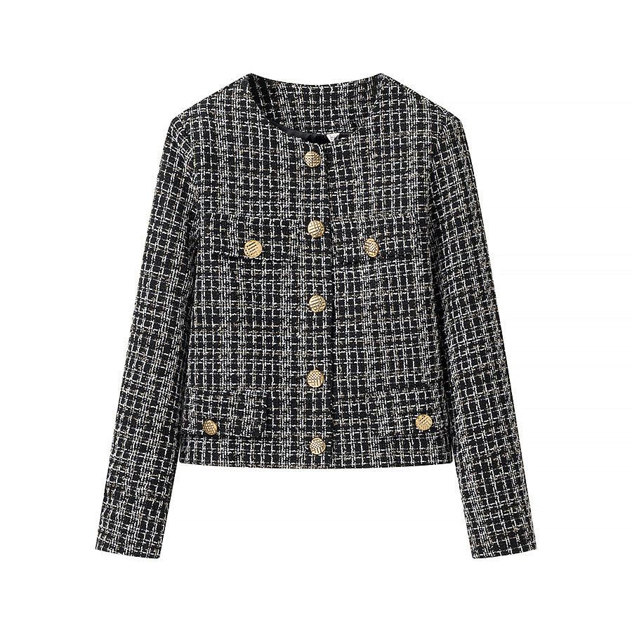 Dames élégante veste en tweed avec boutons dorés Chic und Stil