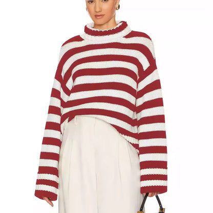 Pullover court pour femmes avec larges rayures Chic und Stil