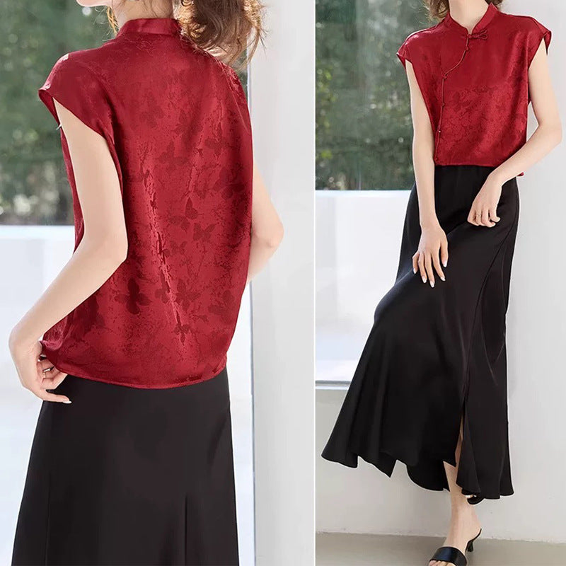 Chemisier drapé en soie pour femmes Chic und Stil
