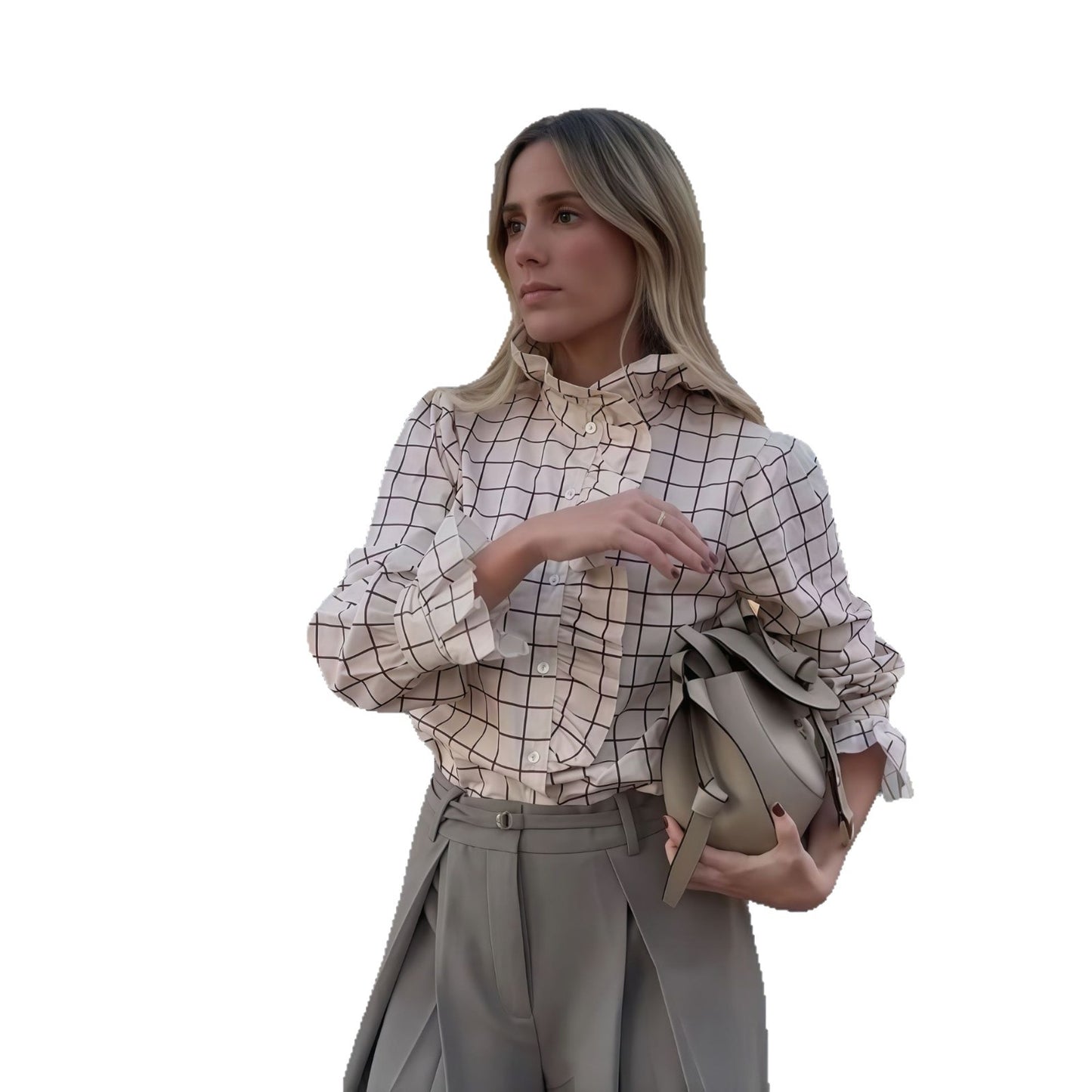 Chemisier à carreaux pour femmes avec des détails froncés élégants Chic und Stil