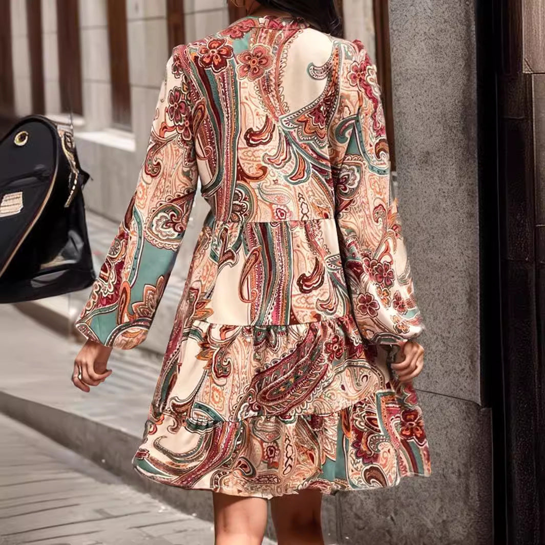 Femmes Robe Midi Imprimé Paisley Bohème Chic und Stil