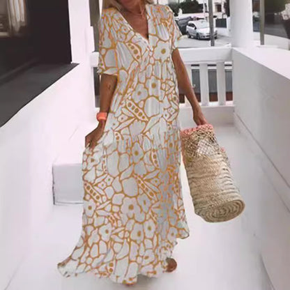 Robe maxi pour femmes avec un élégant décolleté V et une coupe fluide Chic und Stil