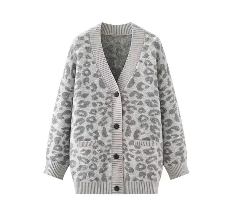 Dames Cardigan léger en tricot avec motif léopard texturé Chic und Stil