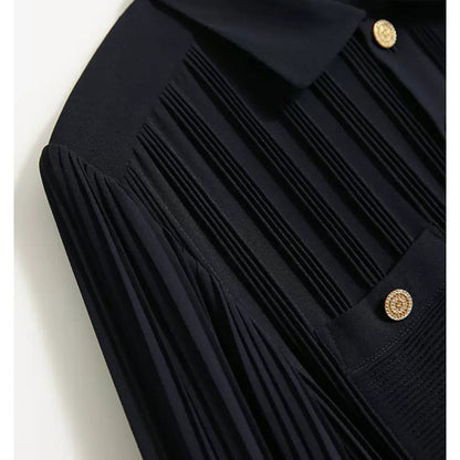 Robe maxi plissée pour femme avec détails de boutons Chic und Stil