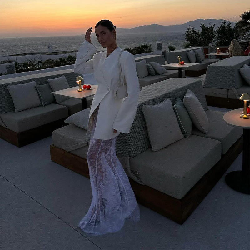 Blazer dress for women with refined lace accents Chic and Style