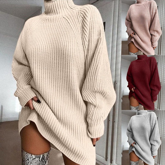 Pull en tricot surdimensionné pour femmes avec col montant Chic und Stil