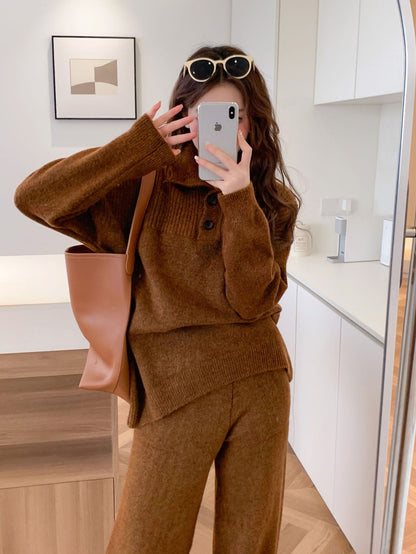 Pull en tricot confortable pour femmes avec col montant et détails de boutons Chic und Stil
