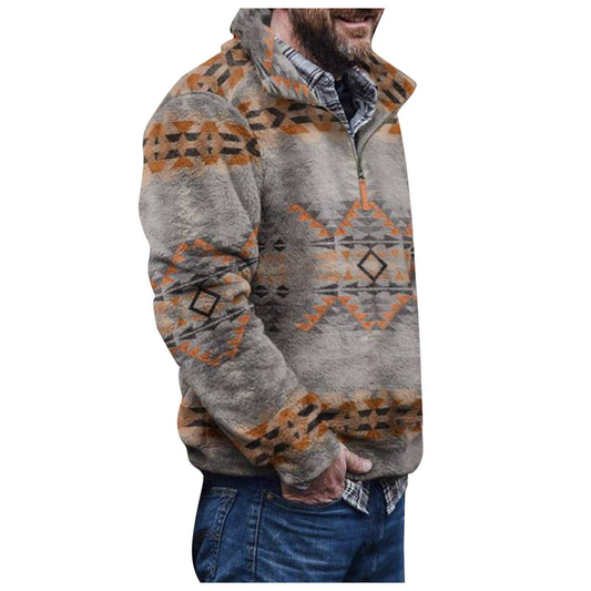 Veste pull pour hommes avec un design géométrique coloré et une poche poitrine pratique Chic und Stil