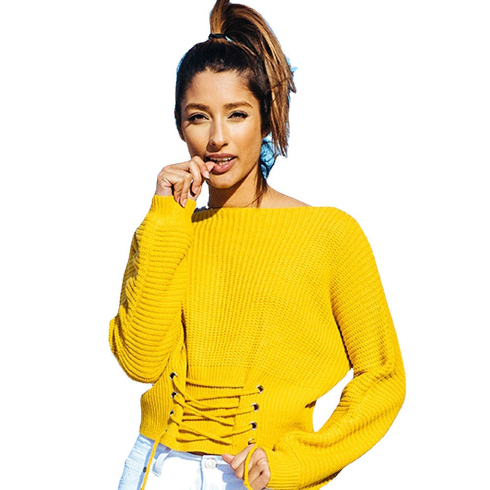 Pull en tricot décontracté pour femmes avec lacets sur le devant Chic und Still