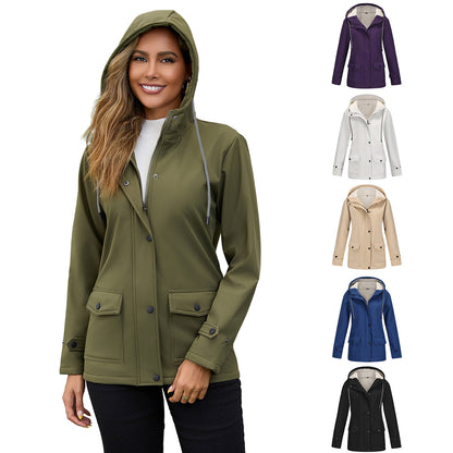 Women waterproof hooded jacket with soft fleece lining Chic and Style