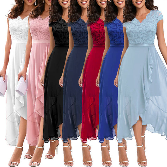 Robe de soirée à volants en dentelle pour femmes Chic und Stil
