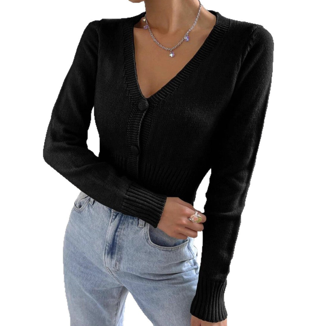 Dames cardigan à manches courtes avec un design en fine maille côtelée Chic und Stil