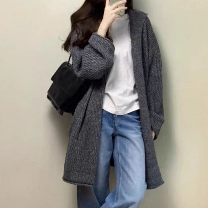 Dames Gros Tricot Cardigan à coupe ouverte et design décontracté Chic und Stil