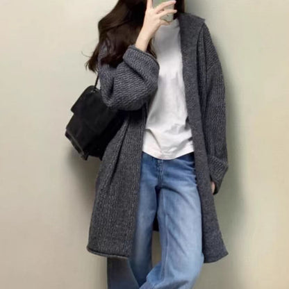 Dames Gros Tricot Cardigan à coupe ouverte et design décontracté Chic und Stil