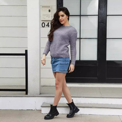 Dames Pull en maille confortable avec coupe décontractée et texture fine Chic und Stil