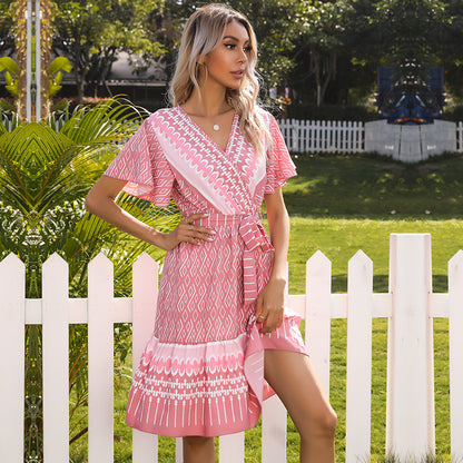Robe midi enveloppante pour femmes avec motifs décoratifs Chic und Stil